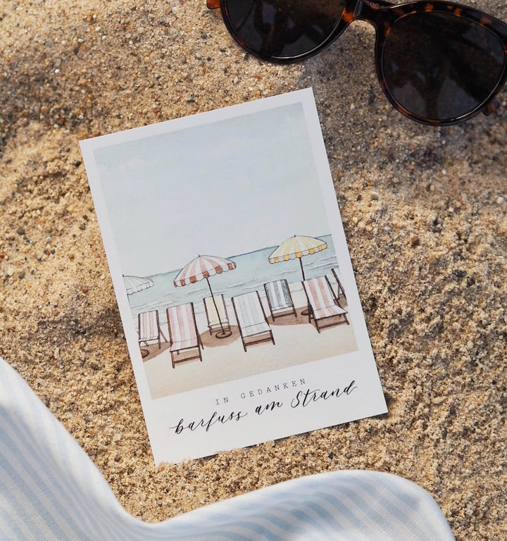 „Barfuss am Strand“ Postkarte