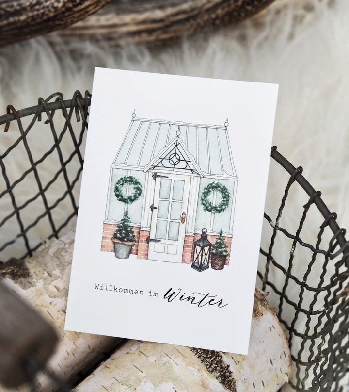 „Winterliches Gewächshaus“ Postkarte