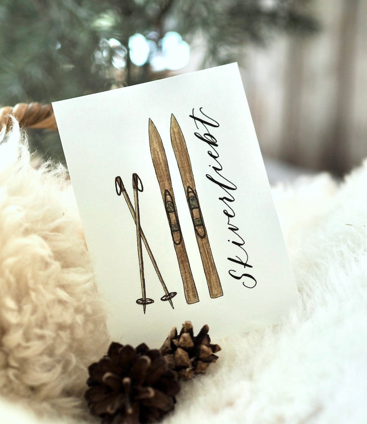„Skiverliebt“ Postkarte