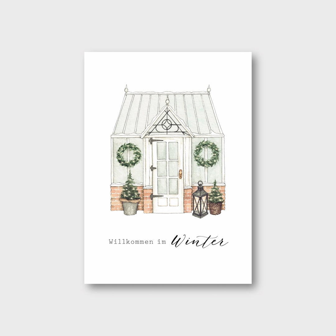 „Winterliches Gewächshaus“ Postkarte