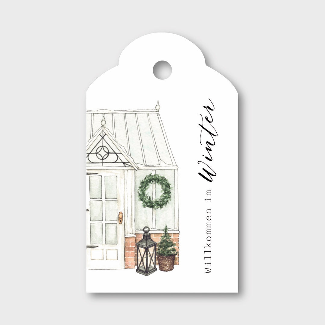 „Winterliches Gewächshaus“ Geschenkanhänger