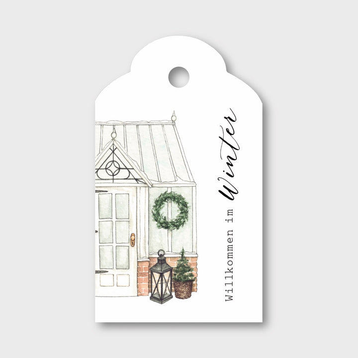 „Winterliches Gewächshaus“ Geschenkanhänger